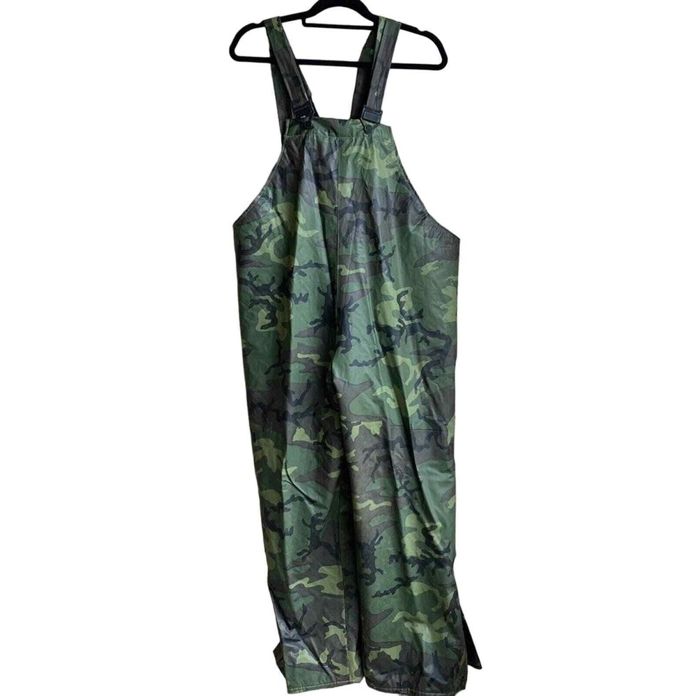 Vintage Bib overalls Jacket set Mens Large Hunting military Camo‎ Waders Gorp